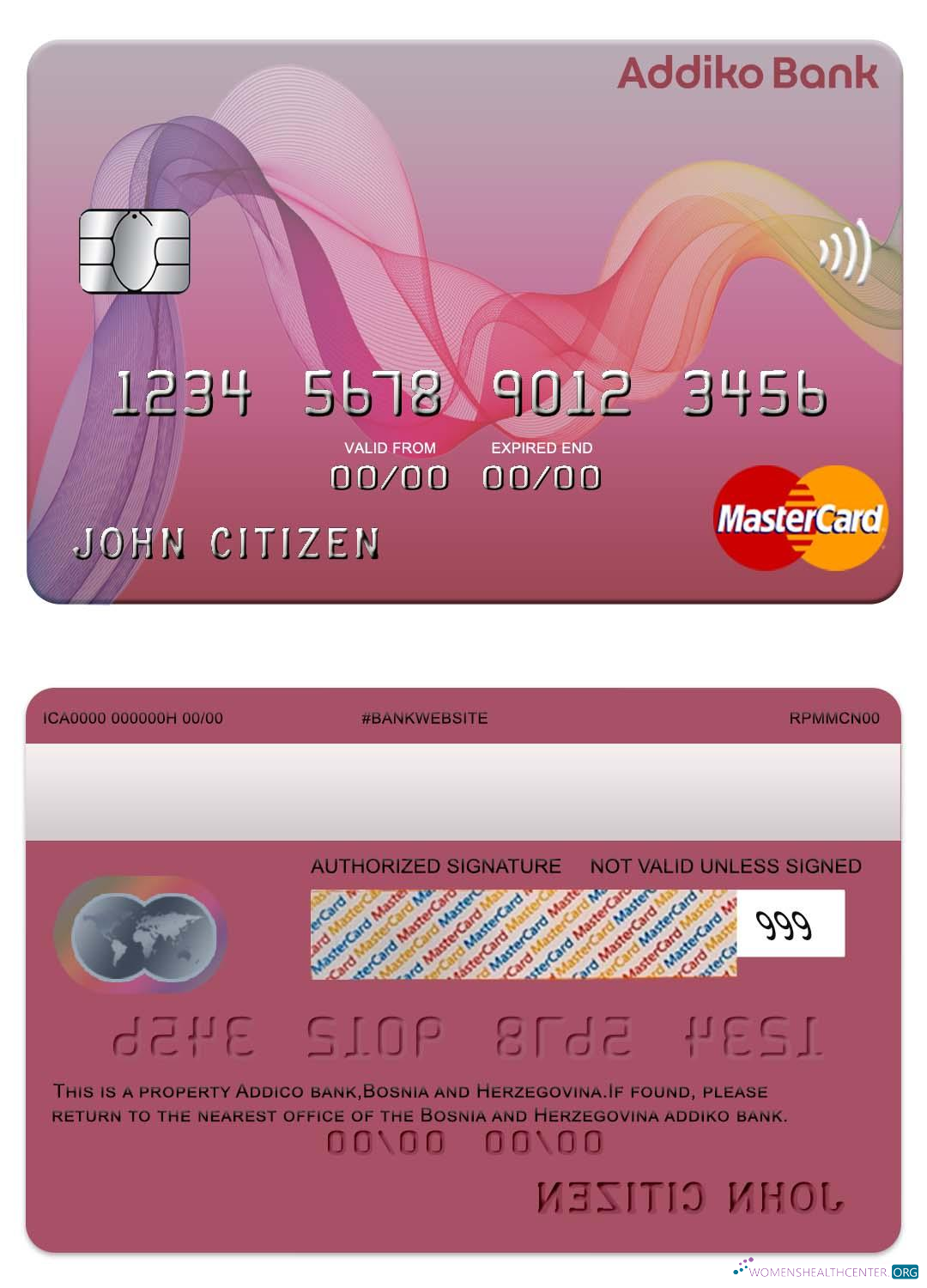Download Bosnia and Herzegovina Addiko bank mastercard Photoshop template